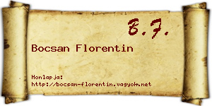 Bocsan Florentin névjegykártya